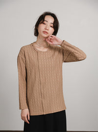【Et】Asymmetrical Neck Shirring Tops