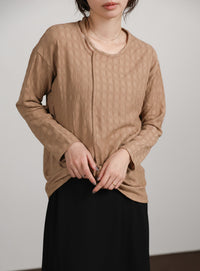 【Et】Asymmetrical Neck Shirring Tops