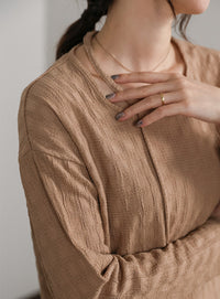 【Et】Asymmetrical Neck Shirring Tops
