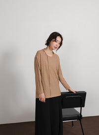 【Et】Asymmetrical Neck Shirring Tops