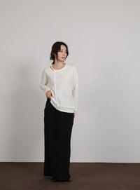 【Et】Asymmetrical Neck Shirring Tops