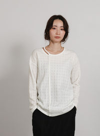 【Et】Asymmetrical Neck Shirring Tops