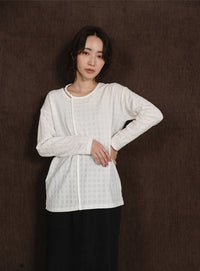 【Et】Asymmetrical Neck Shirring Tops