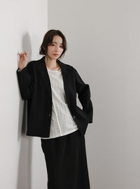 【Et】Asymmetrical Neck Shirring Tops