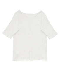 【Et】V-Curved Neck back slit T-Shirt