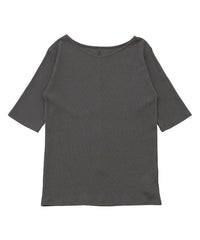 【Et】V-Curved Neck back slit T-Shirt