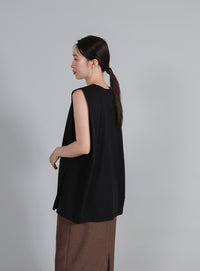 【Et】Keyneck Shoulder Tuck Tops