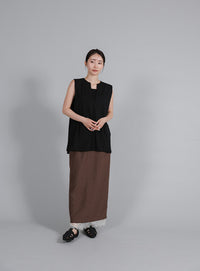 【Et】Keyneck Shoulder Tuck Tops