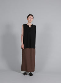 【Et】Keyneck Shoulder Tuck Tops