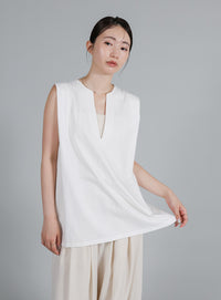 【Et】Keyneck Shoulder Tuck Tops