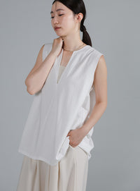 【Et】Keyneck Shoulder Tuck Tops
