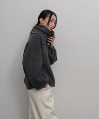 【Et】Wool Blend Rib Kint with Snood
