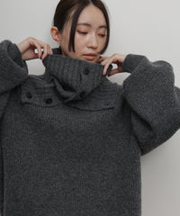 【Et】Wool Blend Rib Kint with Snood