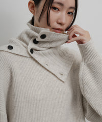 【Et】Wool Blend Rib Kint with Snood