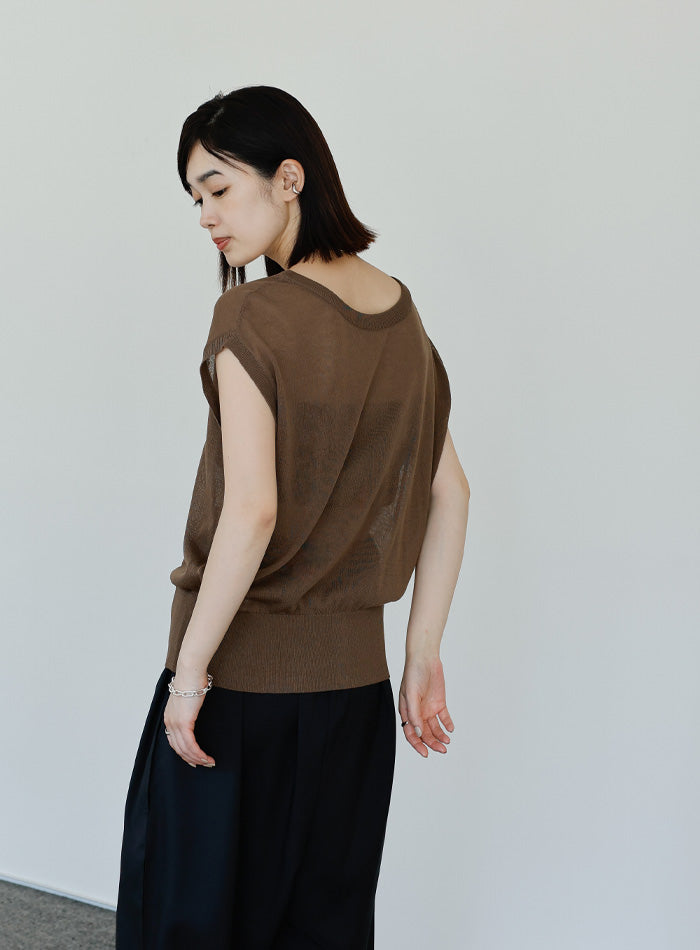 Et】Double-Front Slit Button Sheer Knit Tops – SELECT MOCA
