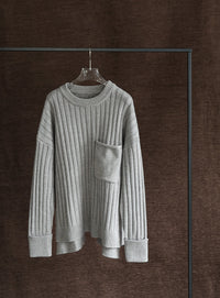 【Et】バックスリットリブニット