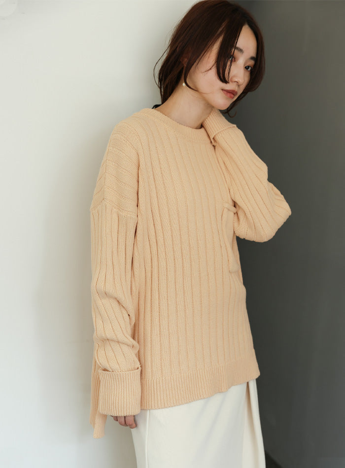 【Et】バックスリットリブニット