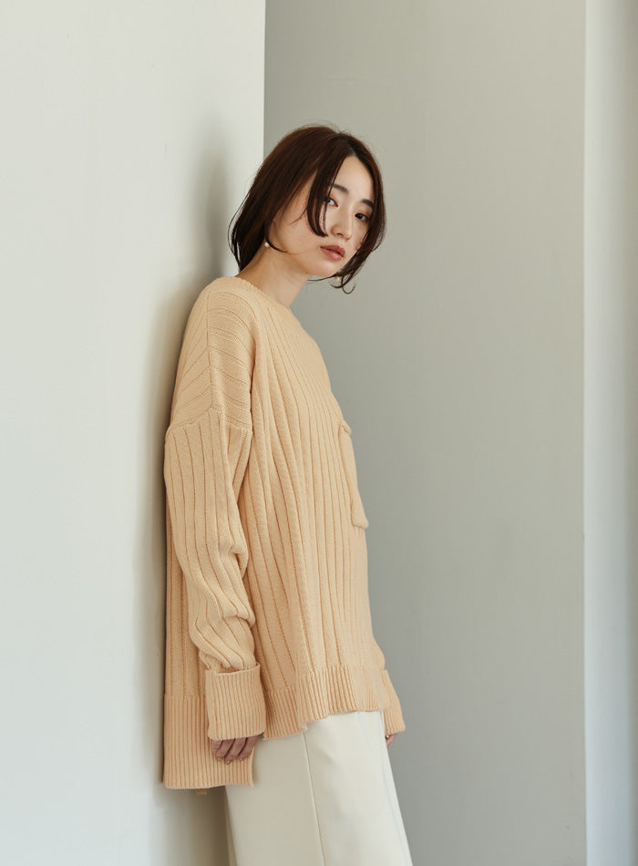【Et】バックスリットリブニット