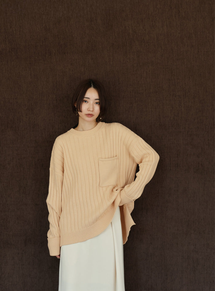 【Et】バックスリットリブニット