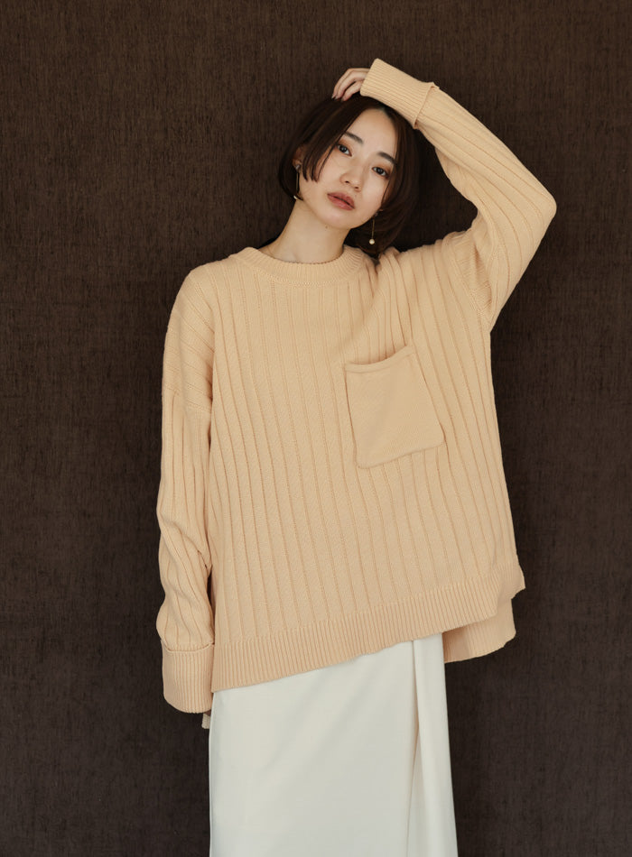 【Et】バックスリットリブニット