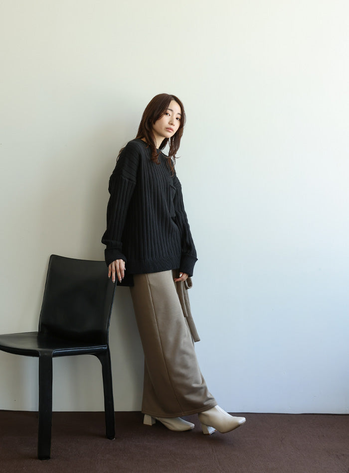 【Et】バックスリットリブニット