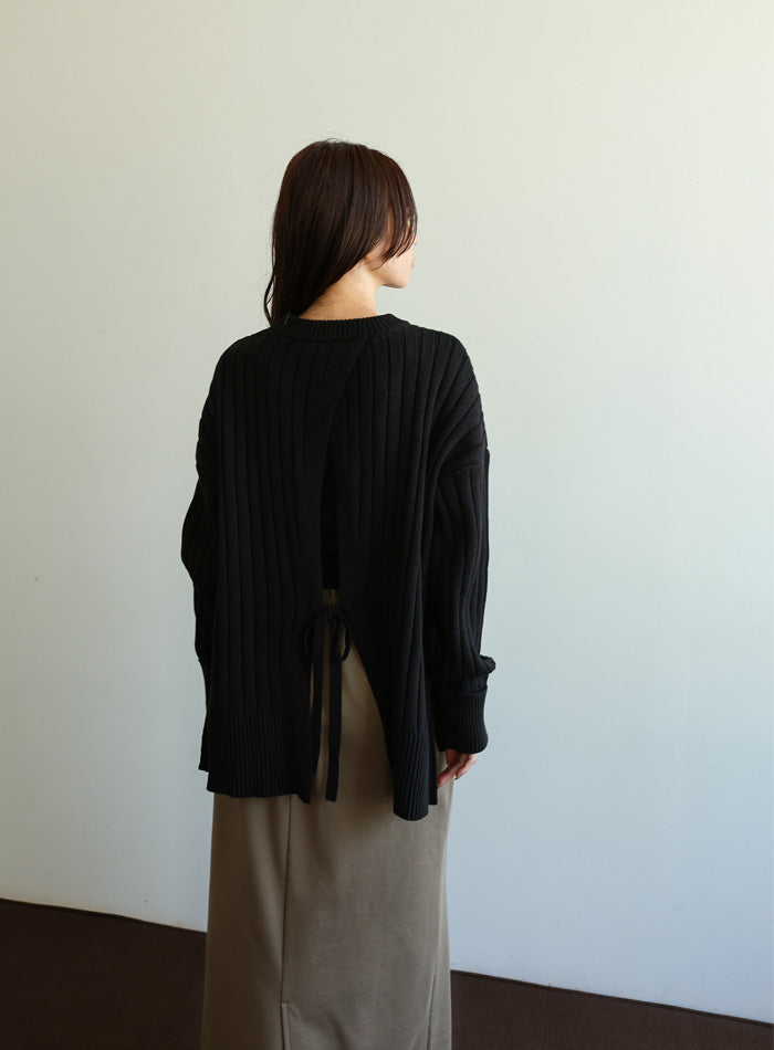 【Et】バックスリットリブニット