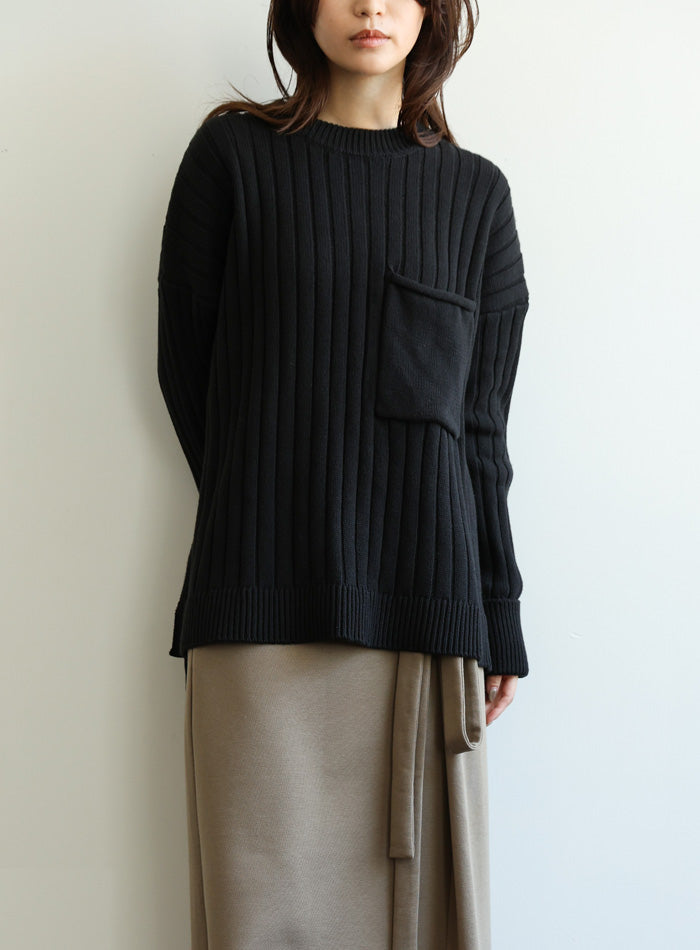 【Et】バックスリットリブニット