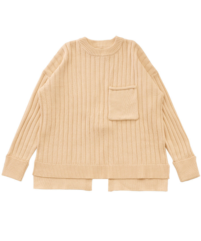 【Et】バックスリットリブニット