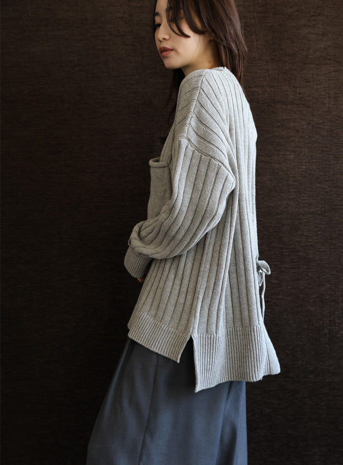 【Et】バックスリットリブニット