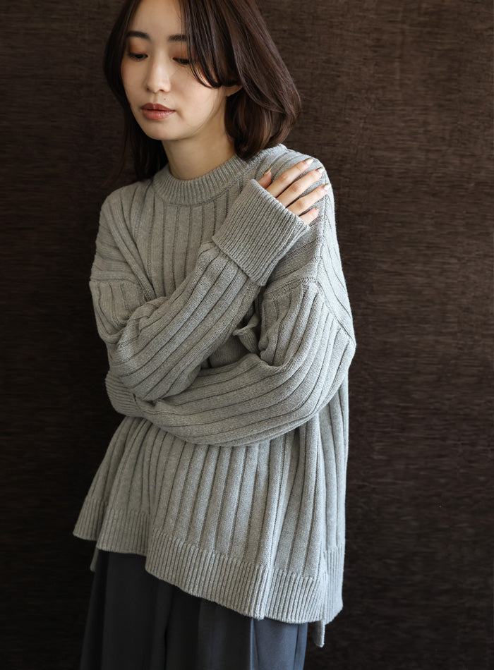【Et】バックスリットリブニット