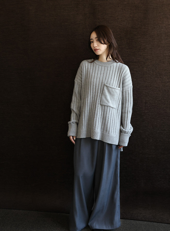 【Et】バックスリットリブニット