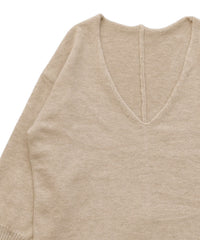 【Et】Deep V-Neck Wool Mix Knit