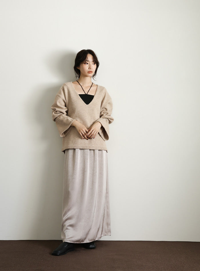 【Et】Deep V-Neck Wool Mix Knit
