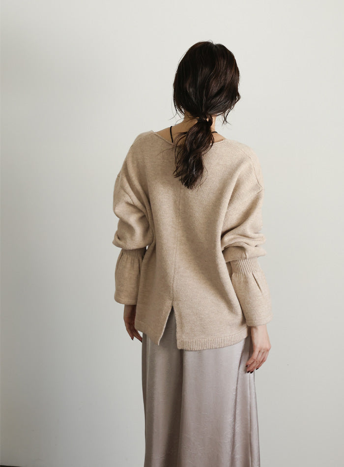 【Et】Deep V-Neck Wool Mix Knit