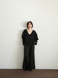 【Et】Deep V-Neck Wool Mix Knit