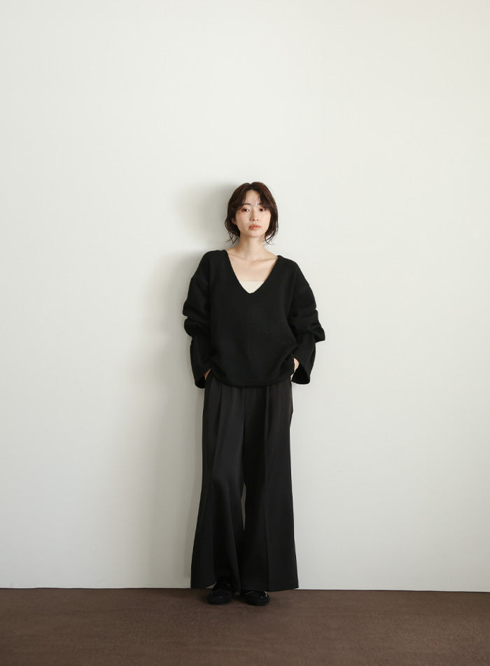 【Et】Deep V-Neck Wool Mix Knit