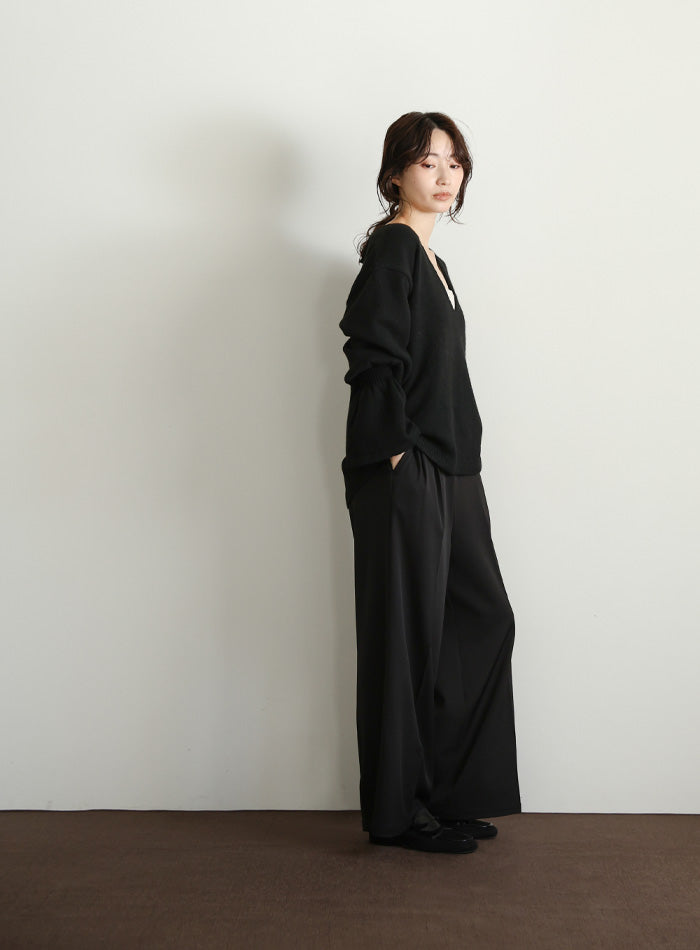 【Et】Deep V-Neck Wool Mix Knit
