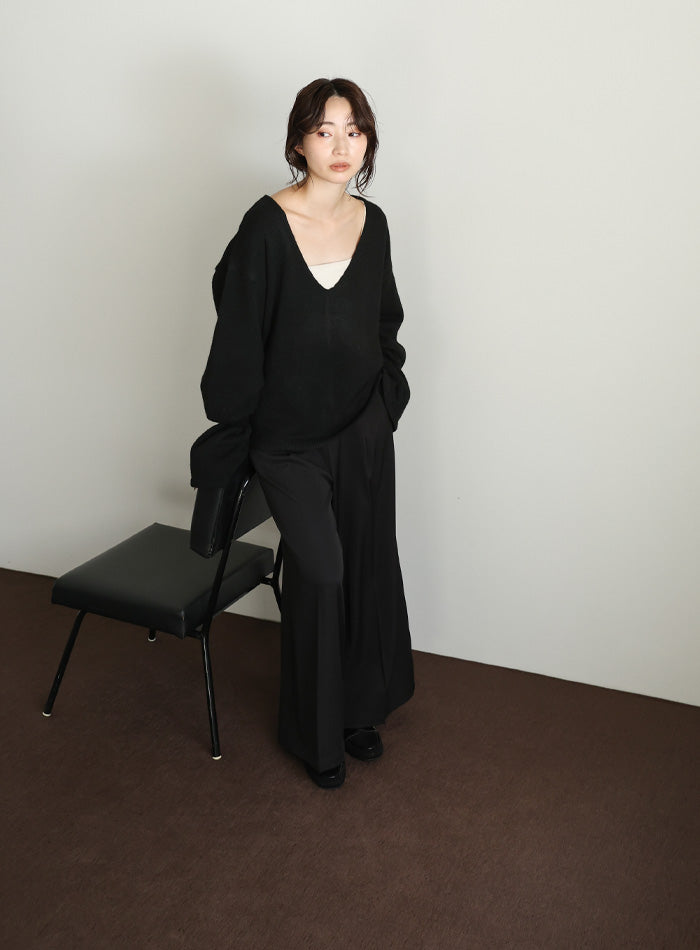 【Et】Deep V-Neck Wool Mix Knit