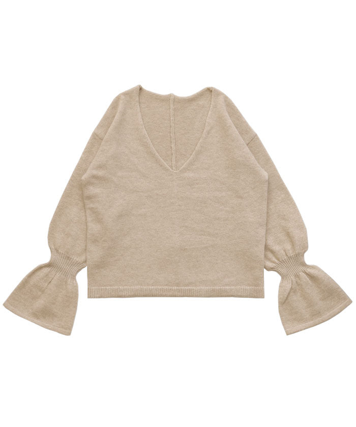 【Et】Deep V-Neck Wool Mix Knit