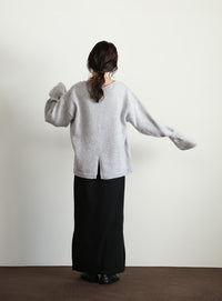 【Et】Deep V-Neck Wool Mix Knit