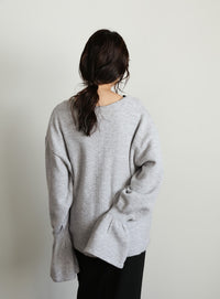 【Et】Deep V-Neck Wool Mix Knit