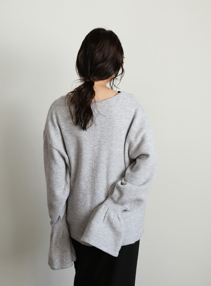 【Et】Deep V-Neck Wool Mix Knit