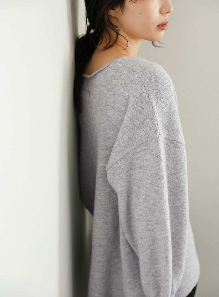 【Et】Deep V-Neck Wool Mix Knit