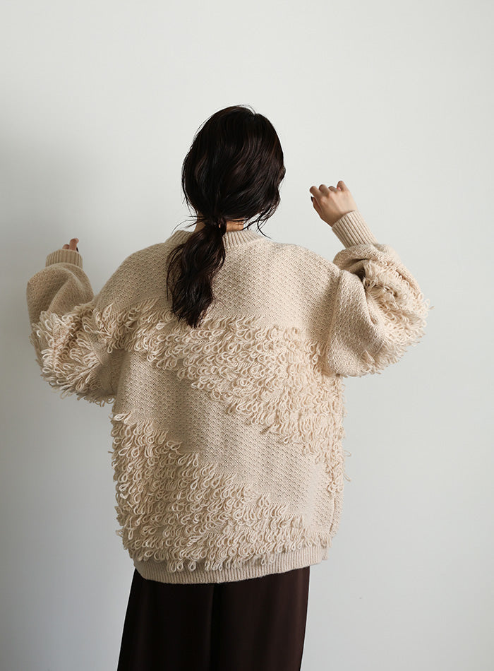 【Et】Asymmetrical Loop Panel Knit