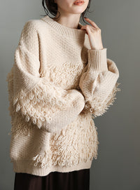 【Et】Asymmetrical Loop Panel Knit