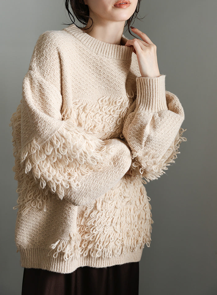 【Et】Asymmetrical Loop Panel Knit