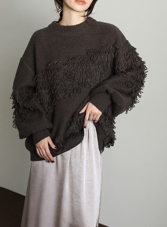 【Et】Asymmetrical Loop Panel Knit