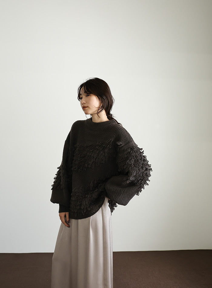 【Et】Asymmetrical Loop Panel Knit