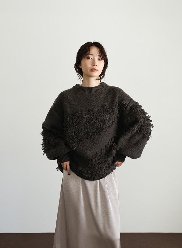 【Et】Asymmetrical Loop Panel Knit
