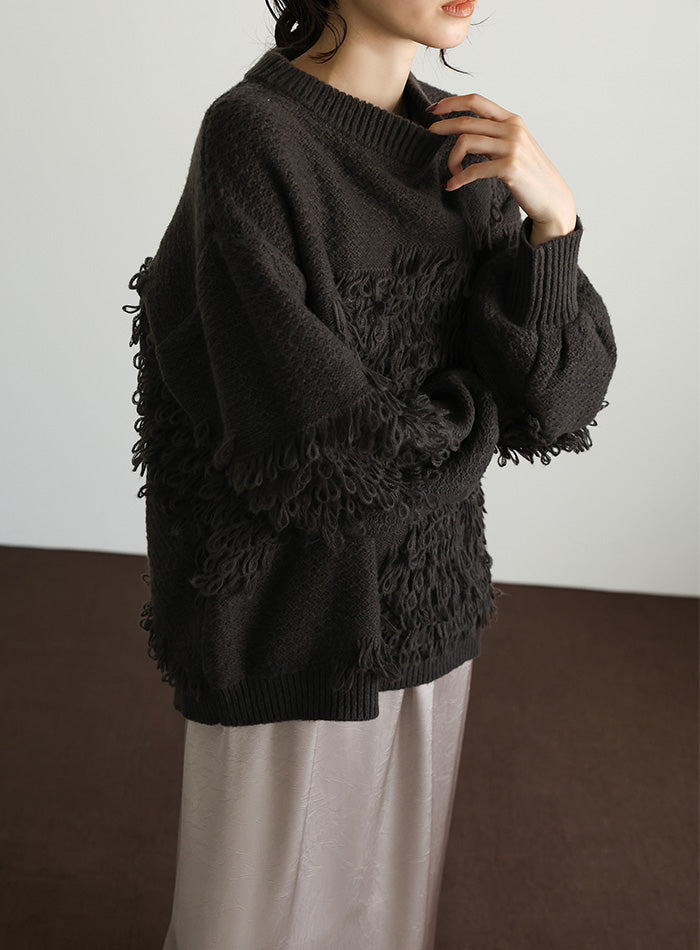 【Et】Asymmetrical Loop Panel Knit